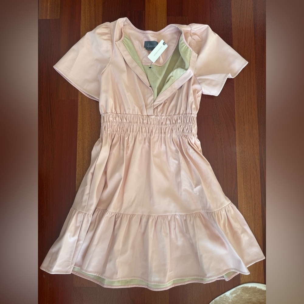 Vegan Leather Pink Short Sleeve Dress